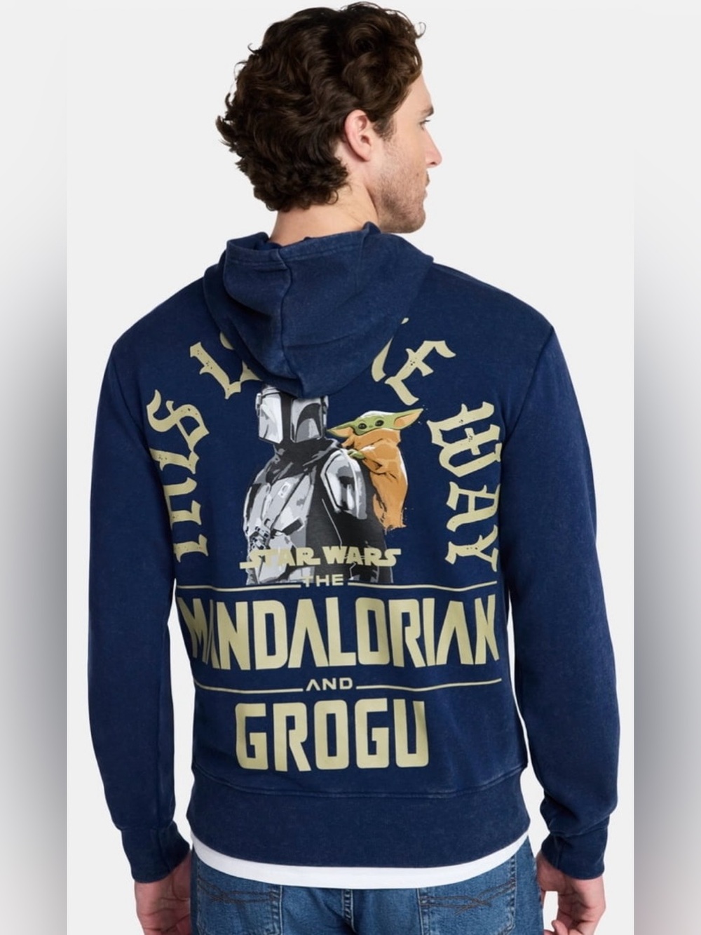 BRAND NEW Star Wars The Mandalorian and Grogu Navy Graphic Hoodie Size L